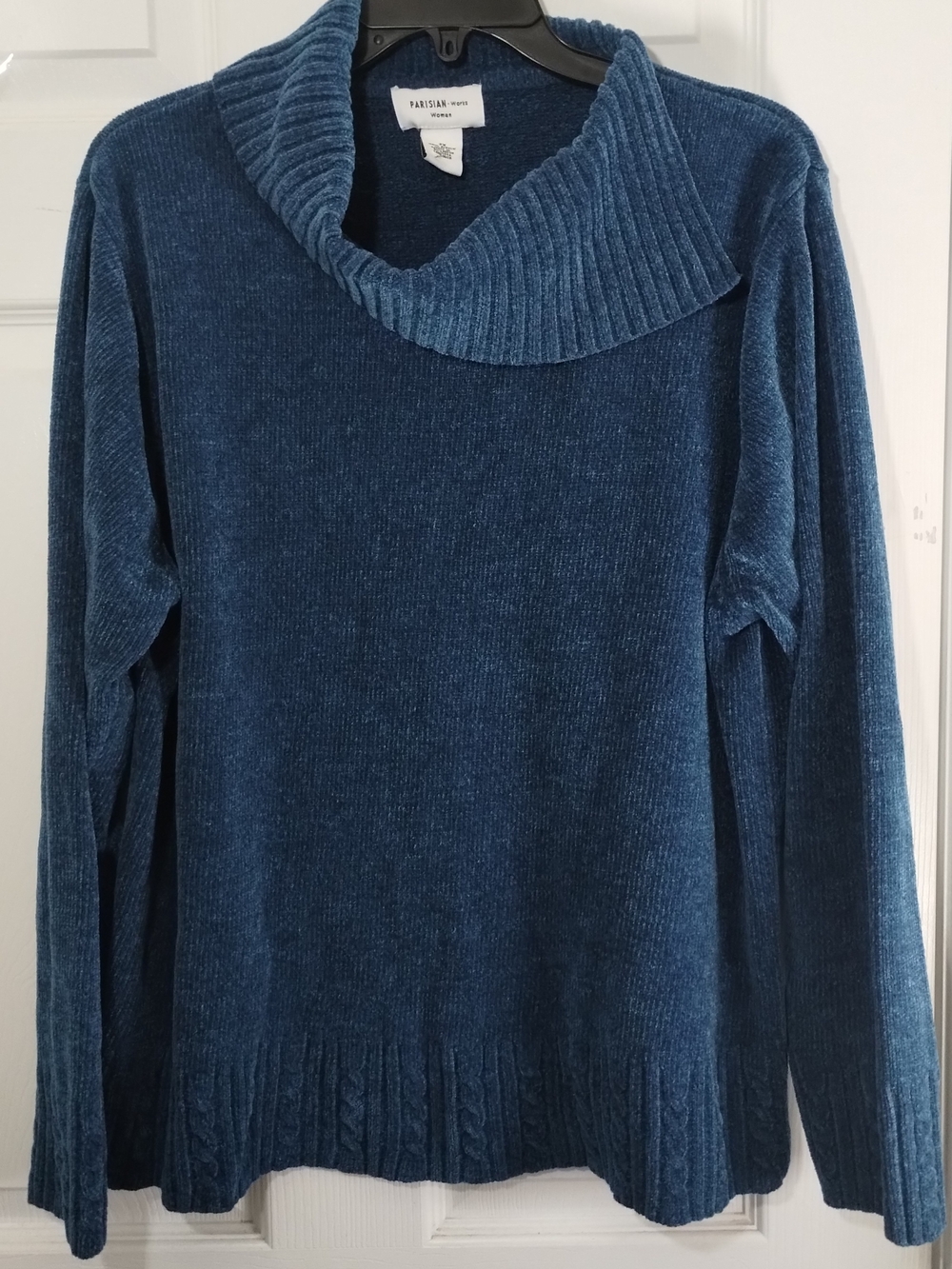 Plus Size Parisian Works Chenille Cowl Neck Sweater - Blue